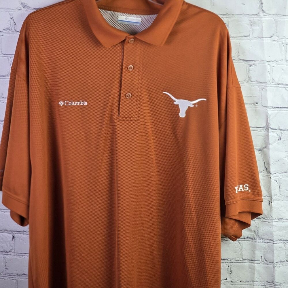 Columbia PFG Men's Large Texas Longhorns Burnt Orangeโ Short Sleeve Polo Shirt
